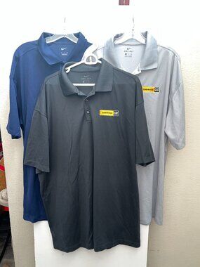 Men's Nike Dri-Fit Lot of 3 polo Tops Size 3XL Cashman CAT Gray Blue Dark Gray